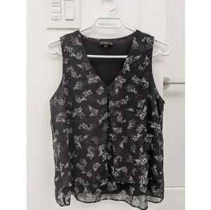 Black Floral Sleeveless Blouse